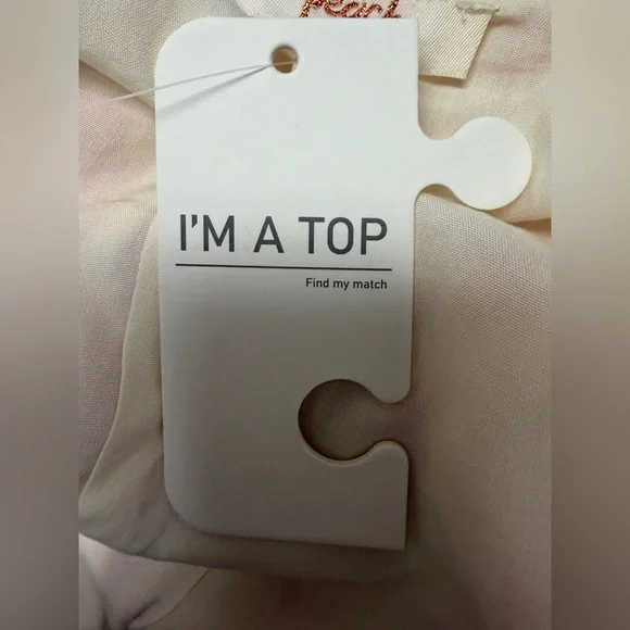 Peach Bohemian Orange & Off-White Shell Lined Bubble Style Hem Cami Top -Size M - Picture 8 of 10